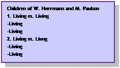 Text Box: Children of W. Herrmann and M. Paulson
1. Living m. Living
-Living
-Living
2. Living m. Livng
-Living
-Living
